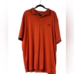 Callaway Opti-dri Salmon color w/Navy Blue trim around collar & sleeves. XXL
